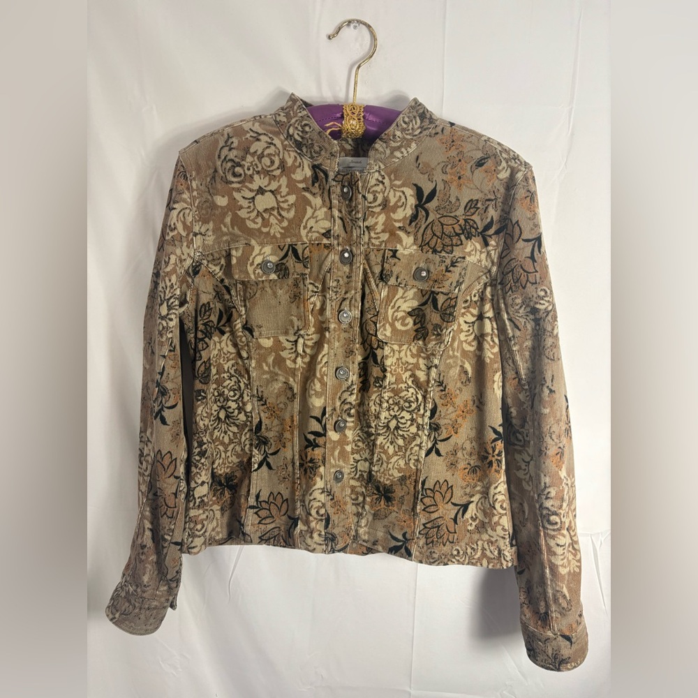 Earth Tone Floral Corduroy Whimsigoth Button Up‎ Cottagecore Jacket Size S-L